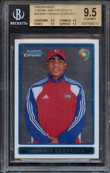 2009 BOWMAN CHROME WBC PROSEPCTS BCW49 YOENNIS CESPEDES BGS GEM MINT 9.5