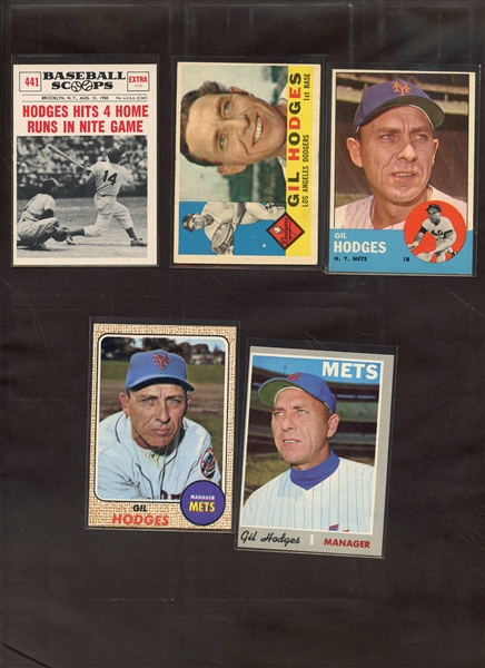 (5) DIFFERENT GIL HODGES CARDS