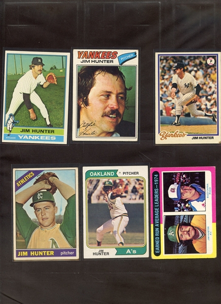 (6) DIFFERENT CATFISH HUNTER TOPPS CARDS