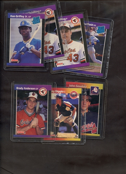 (7) 1989 DONRUSS ROOKIE LOT W/GRIFFEY BIGGIO SMOLTZ SHEFFIELD NM-MT