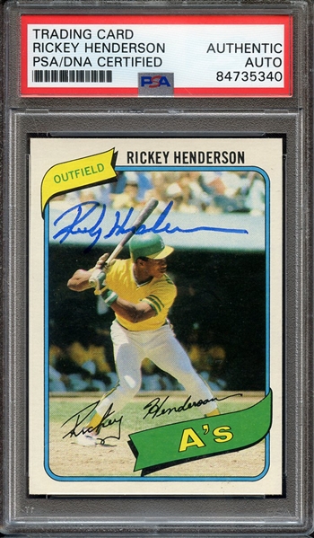 1980 TOPPS 482 SIGNED RICKEY HENDERSON PSA/DNA AUTO AUTHENTIC