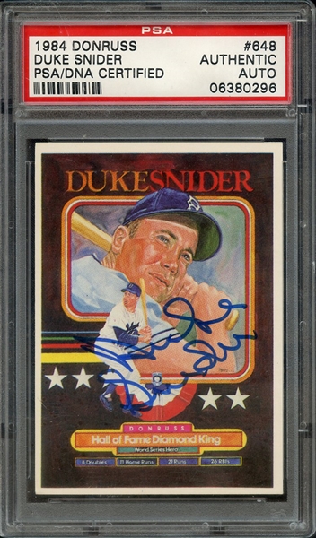 1984 DONRUSS SIGNED DUKE SNIDER PSA/DNA AUTO AUTHENTIC