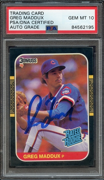 1987 DONRUSS 36 SIGNED GREG MADDUX PSA/DNA AUTO 10