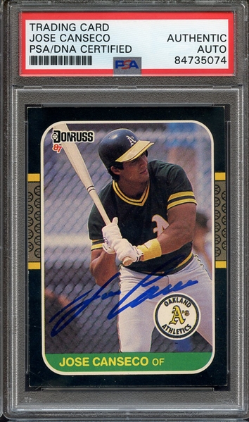 1987 DONRUSS 97 SIGNED JOSE CANSECO PSA/DNA AUTO AUTHENTIC