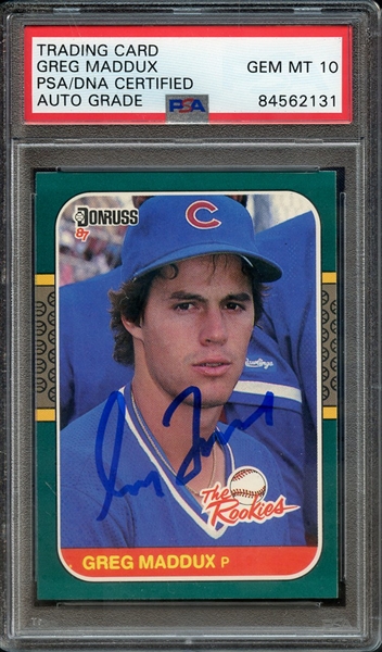 1987 DONRUSS ROOKIES 52 SIGNED GREG MADDUX PSA/DNA AUTO 10