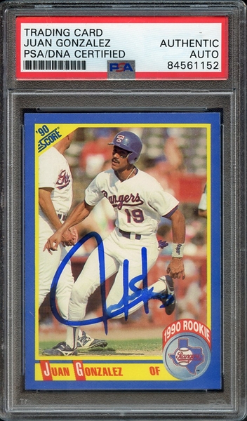 1990 SCORE 637 SIGNED JUAN GONZALEZ PSA/DNA AUTO AUTHENTIC