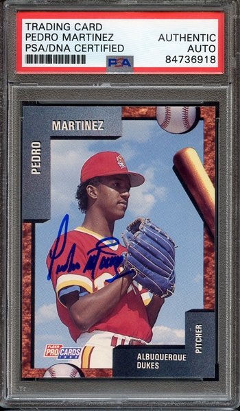 1992 FLEER PROCARDS 716 SIGNED PEDRO MARTINEZ PSA/DNA AUTO AUTHENTIC