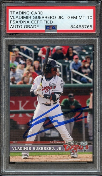 2017 LANSING LUGNUTS 27 SIGNED VLADIMIR GUERRERO PSA/DNA AUTO 10