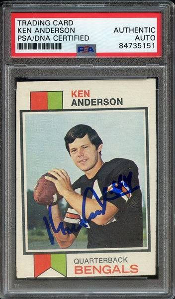 1973 TOPPS 34 SIGNED KEN ANDERSON PSA/DNA AUTO AUTHENTIC