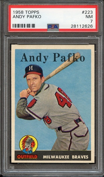 1958 TOPPS 223 ANDY PAFKO PSA NM 7