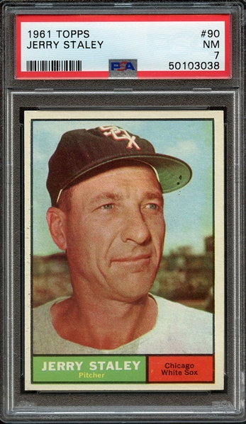 1961 TOPPS 90 JERRY STALEY PSA NM 7