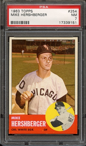 1963 TOPPS 254 MIKE HERSHBERGER PSA NM 7