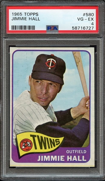 1965 TOPPS 580 JIMMIE HALL PSA VG-EX 4