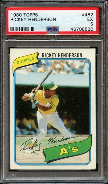 1980 TOPPS 482 RICKEY HENDERSON PSA EX 5