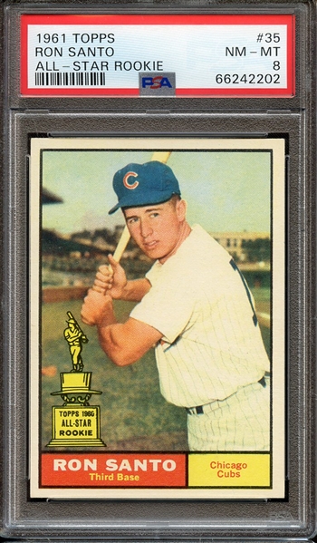 1961 TOPPS 35 RON SANTO ALL-STAR ROOKIE PSA NM-MT 8