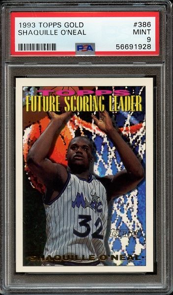 1993 TOPPS GOLD 386 SHAQUILLE O'NEAL PSA MINT 9