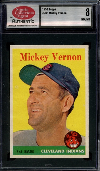 1958 TOPPS 233 MICKEY VERNON SCD NM/MT 8