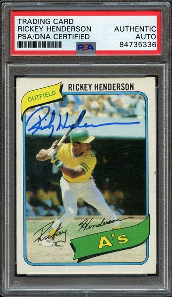 1980 TOPPS 482 SIGNED RICKEY HENDERSON PSA/DNA AUTO AUTHENTIC