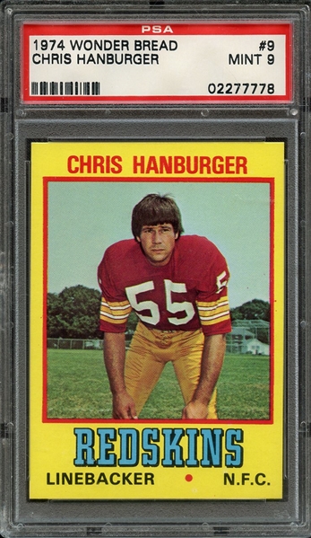 1974 WONDER BREAD 9 CHRIS HANBURGER PSA MINT 9