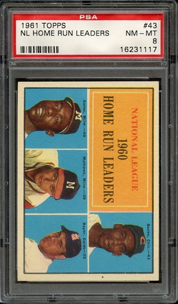 1961 TOPPS 43 NL HOME RUN LEADERS PSA NM-MT 8