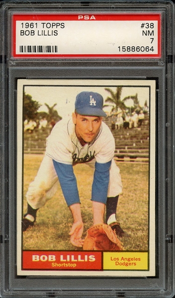 1961 TOPPS 38 BOB LILLIS PSA NM 7