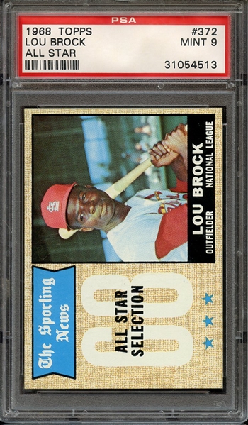 1968 TOPPS 372 LOU BROCK ALL STAR PSA MINT 9