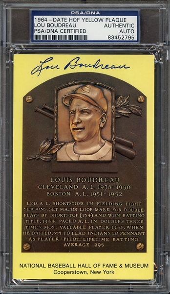 LOU BOUDREAU SIGNED HOF POSTCARD PSA/DNA AUTO AUTHENTIC