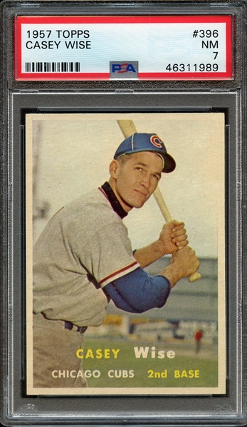 1957 TOPPS 396 CASEY WISE PSA NM 7