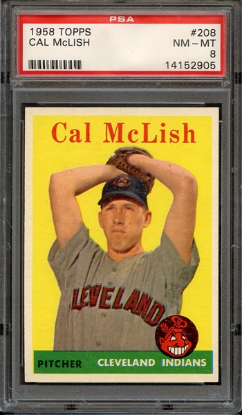 1958 TOPPS 208 CAL McLISH PSA NM-MT 8