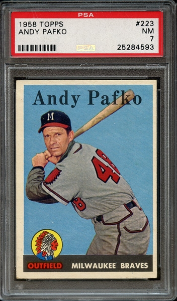 1958 TOPPS 223 ANDY PAFKO PSA NM 7