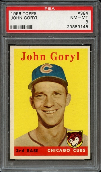 1958 TOPPS 384 JOHN GORYL PSA NM-MT 8