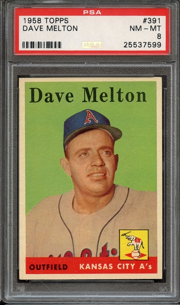 1958 TOPPS 391 DAVE MELTON PSA NM-MT 8