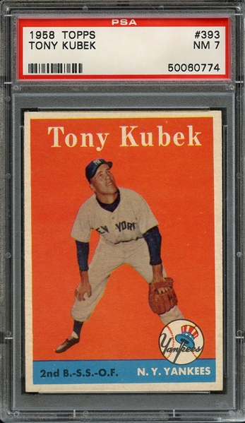 1958 TOPPS 393 TONY KUBEK PSA NM 7