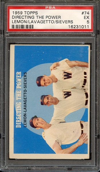 1959 TOPPS 74 DIRECTING THE POWER LEMON/LAVAGETTO/SIEVERS PSA EX 5
