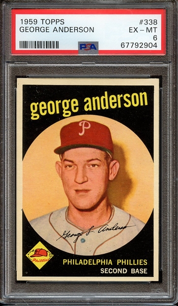 1959 TOPPS 338 GEORGE ANDERSON PSA EX-MT 6