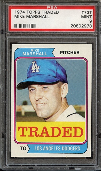 1974 TOPPS TRADED 73T MIKE MARSHALL PSA MINT 9