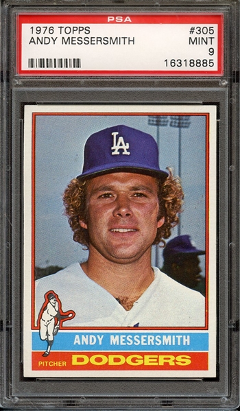 1976 TOPPS 305 ANDY MESSERSMITH PSA MINT 9