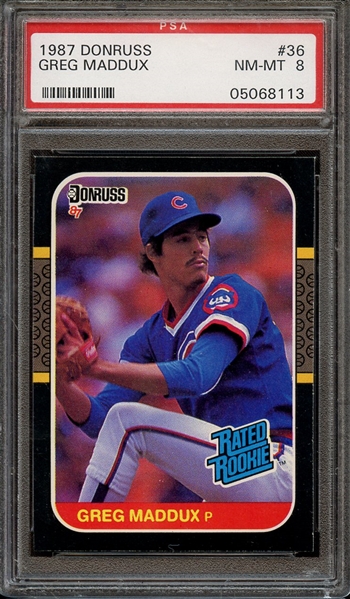 1987 DONRUSS 36 GREG MADDUX PSA NM-MT 8