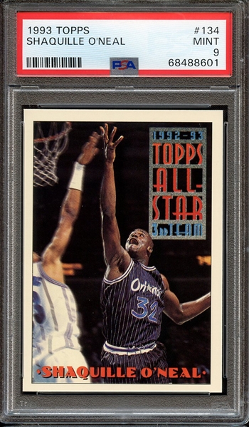 1993 TOPPS 134 SHAQUILLE O'NEAL PSA MINT 9