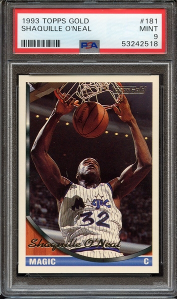 1993 TOPPS GOLD 181 SHAQUILLE O'NEAL PSA MINT 9
