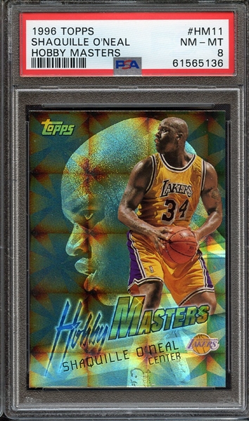 1996 TOPPS HOBBY MASTERS HM11 SHAQUILLE O'NEAL HOBBY MASTERS PSA NM-MT 8