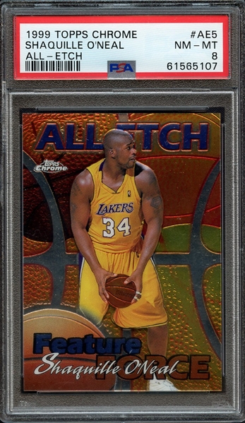 1999 TOPPS CHROME ALL-ETCH AE5 SHAQUILLE O'NEAL ALL-ETCH PSA NM-MT 8