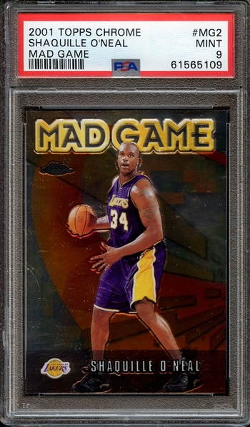 2001 TOPPS CHROME MAD GAME MG2 SHAQUILLE O'NEAL MAD GAME PSA MINT 9