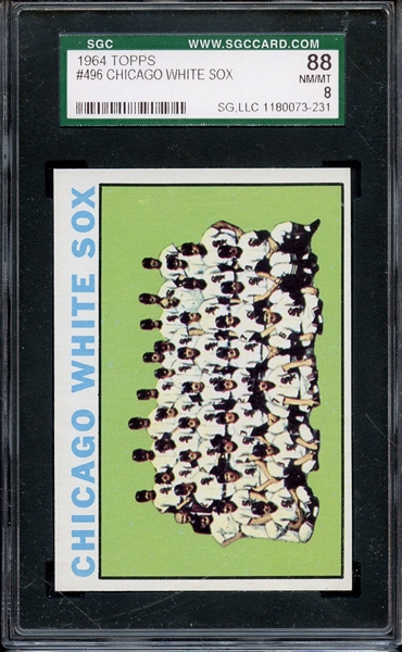 1964 TOPPS 496 CHICAGO WHITE SOX TEAM SGC NM/MT 88 / 8