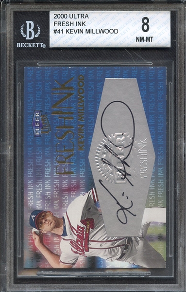 2000 ULTRA FRESH INK 41 KEVIN MILLWOOD AUTOGRAPH BGS NM-MT 8