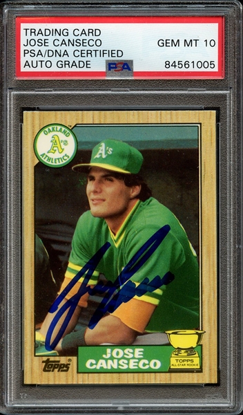 1987 TOPPS TIFFANY 620 SIGNED JOSE CANSECO PSA/DNA AUTO 10