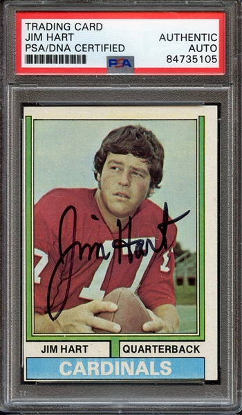 1974 TOPPS 395 SIGNED JIM HART PSA/DNA AUTO AUTHENTIC
