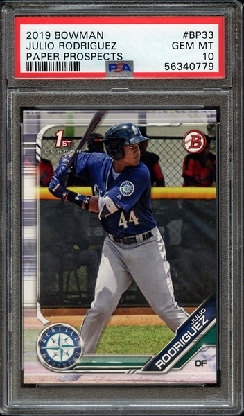 2019 BOWMAN PAPER PROSPECTS BP33 JULIO RODRIGUEZ PAPER PROSPECTS PSA GEM MT 10