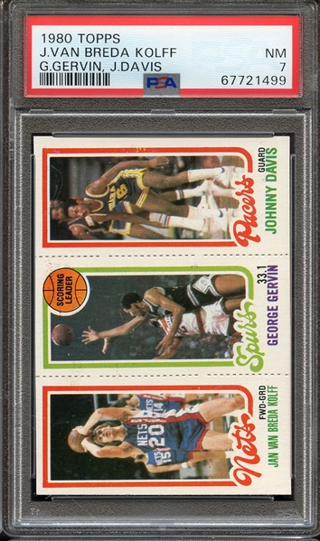 1980 TOPPS J.VAN BREDA KOLFF G.GERVIN, J.DAVIS PSA NM 7