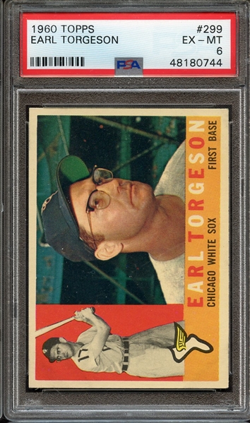 1960 TOPPS 299 EARL TORGESON PSA EX-MT 6